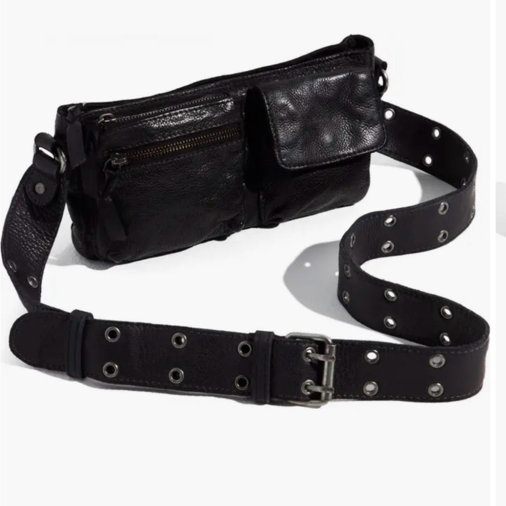 Free People Black Leather Wade Bag